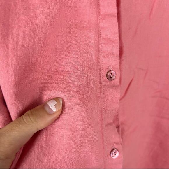Eileen Fisher Coral Pink Linen Button Down Shirt - Picture 5 of 8